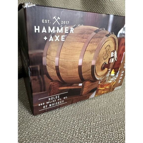 Hammer and Axe Wood Whiskey Barrel 800 ml 27 FL OZ For Spirits New Open Box - Picture 5 of 8